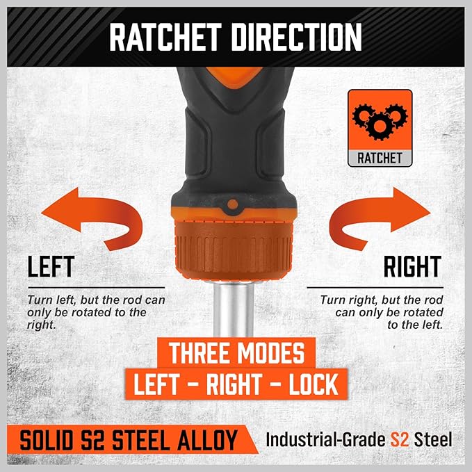 Magnetic Ratcheting Screwdriver Set: 14-in-1 Bits & 1/4" Driver, Multi-Sized Phillips, Slotted, Square, Torx, Hex for Garage & Daily Repair