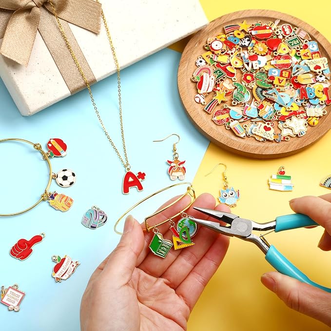 SANNIX 110 Pieces School Themed Charms Bulk, Teacher Jewelry DIY Craft Supplies - Image 5