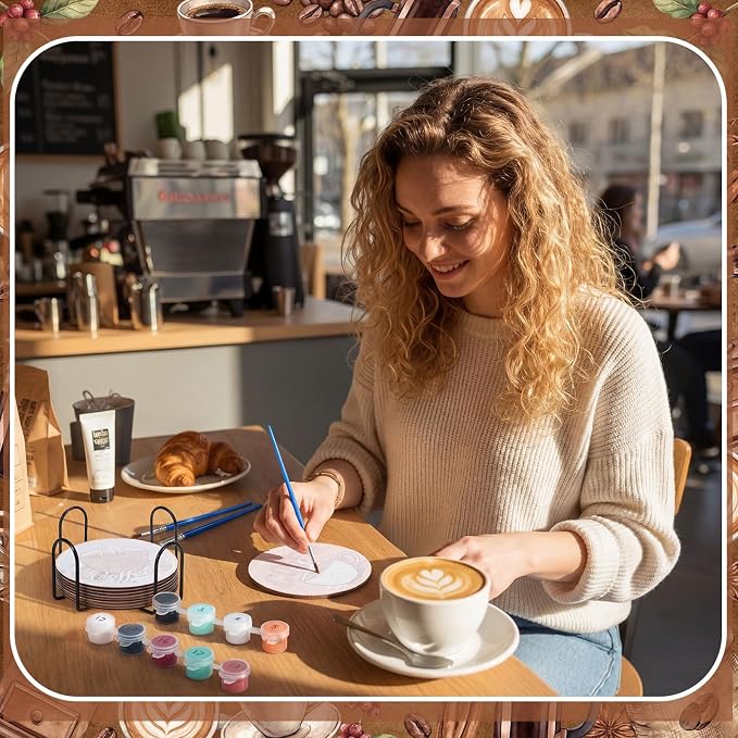 Reallnaive 8 Pcs Coffee Paint by Numbers Kit - Image 5