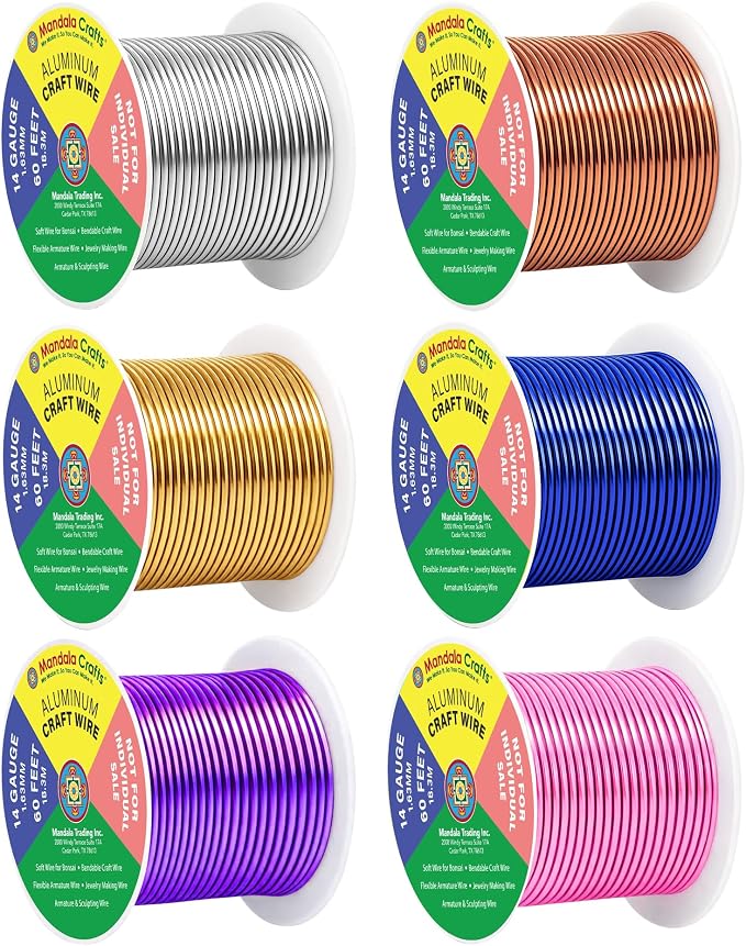 Mandala Crafts 14 GA Gold Blue Purple Assorted Anodized Aluminum Craft Wire | by MandalaCrafts
