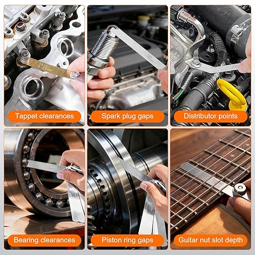 2Pcs Stainless Steel Feeler Gauge Set,32 Straight Blades Feeler Gauge&16 Pieces Angled Feeler Gauge Set, Measure Gap and Thickness for Guitar, Spark Plug, Valves Piston Measure Filler Gauge
