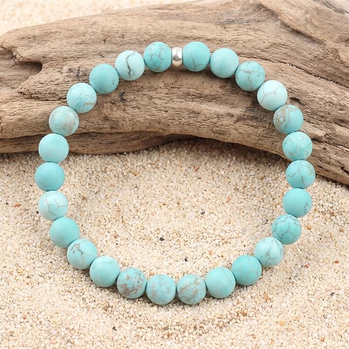48pcs Natural Matte Green Turquoise Gemstone Beads，8mm Frosted Round Loose - Image 4