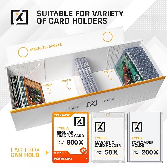 HOMEXPRO Easy Fold Trading Card Storage Box Magnetic Lid | Toploader Storage - Image 3