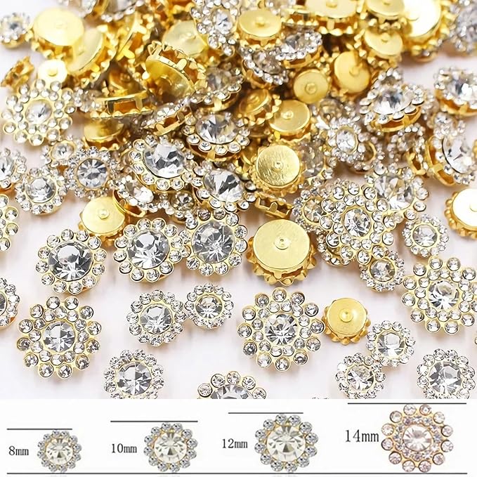 100pcs Sew on Rhinestones Crystal Gems Glass Sunflower - Image 2