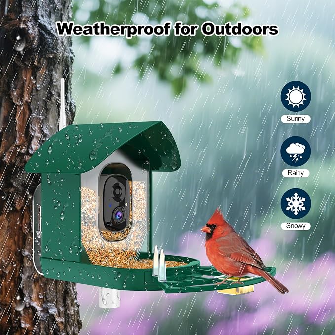 Bird Feeder with Camera, AI Identify Birds Species, FHD WiFi Outdoor Smart Bird - Image 5