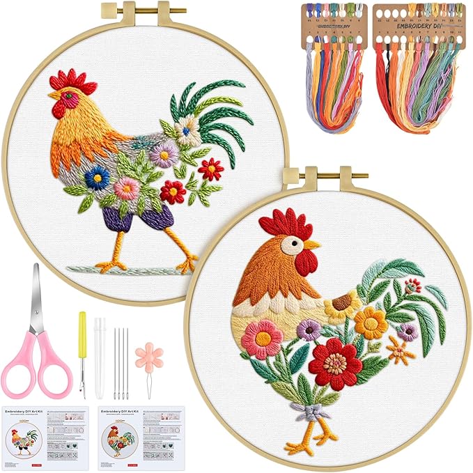 ERKOON Embroidery Kit for Beginners Adult, 2 Set Cross Stitch Set Include by ERKOON