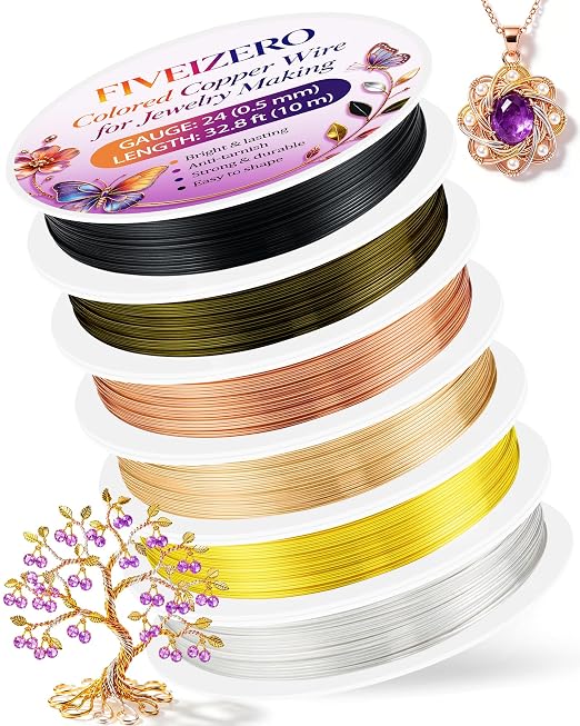 FIVEIZERO 6 Rolls Colored Copper Wire by FIVEIZERO