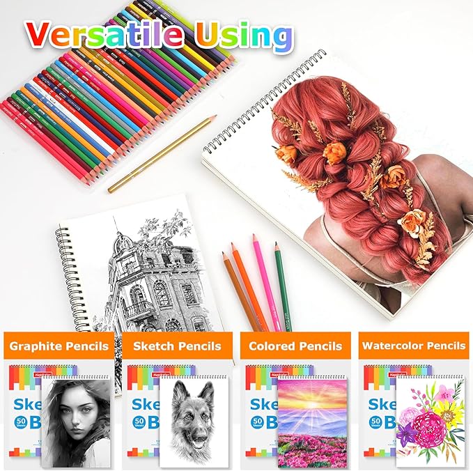 9" x 12" Sketch Book, Acid Free Artist Drawing Paper Pad - Image 3