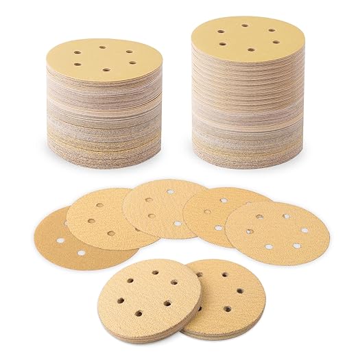70 PCS 6 Inch 6 Hole Sanding Discs 40 Grit Hook and Loop Adhesive Round Sandpaper for Random Orbital Sander