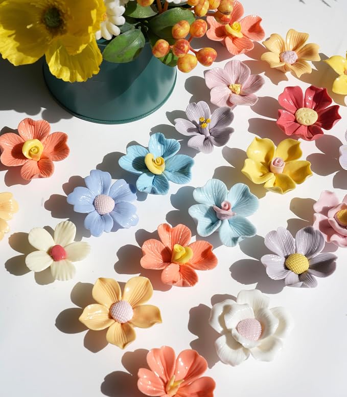 Lanyani 30 Pieces 3D Ceramic Flower Mosaic Tiles - Image 2