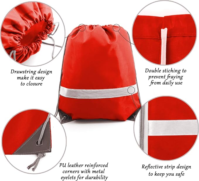 BeeGreen 30 Pieces Red Drawstring Bags Bulk String Backpacks, Cinch Sacks - Image 4