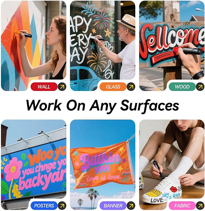 Coogert 8 Colors Jumbo Poster Markers, 15MM Thick Permanent Acrylic Graffiti - Image 4