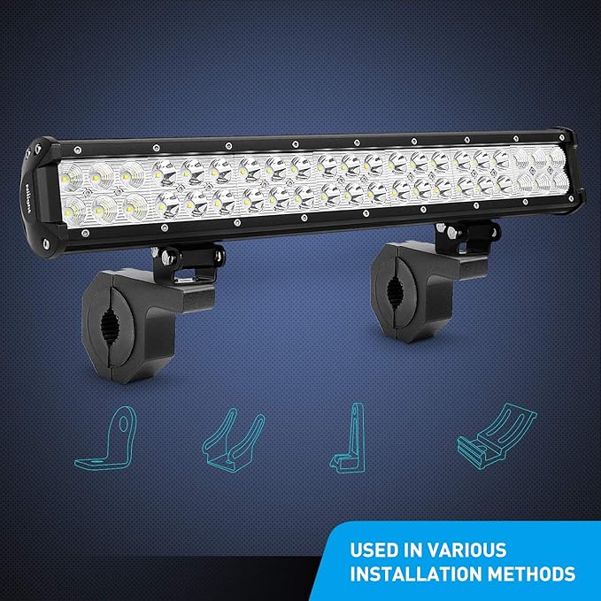 Nilight Horizontal Bar Clamp Mounting Bracket Kit for Off-Road LED Light Bar on Roof Rack Roll Cage Holder,2 Years Warranty (90021H) 8Count(Pack of 1) Black