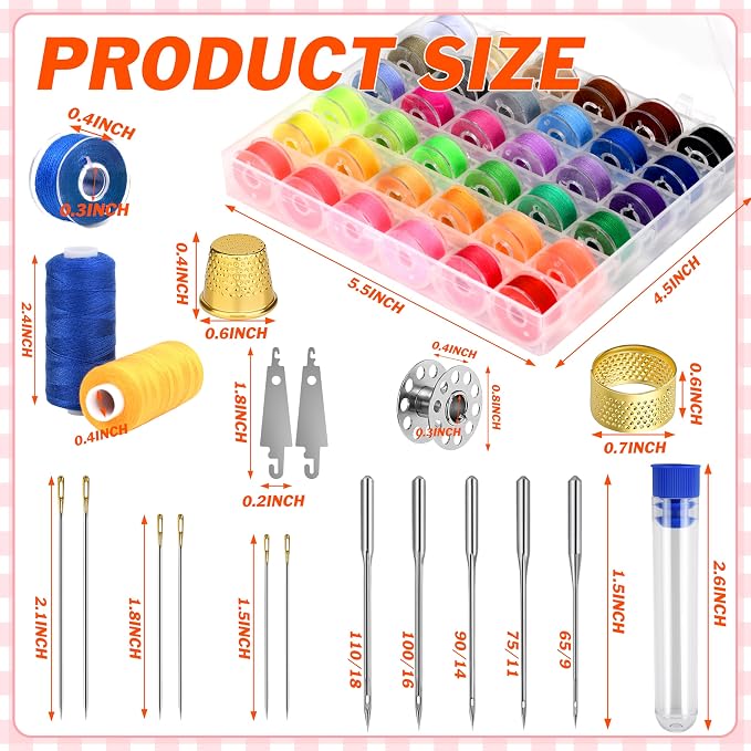 140 Pcs Sewing Thread Kit, 36 Assorted Colors Machine Threads - Image 2
