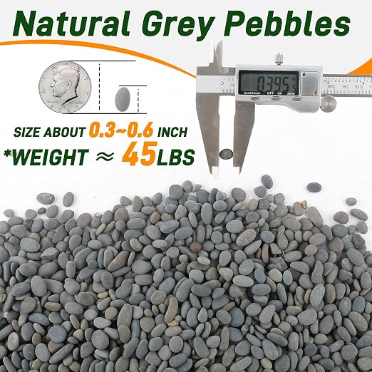 Quibbay 45 LB Natural River Rocks Mexican Beach Pebbles, 0.3-0.6 Inch Natural - Image 3