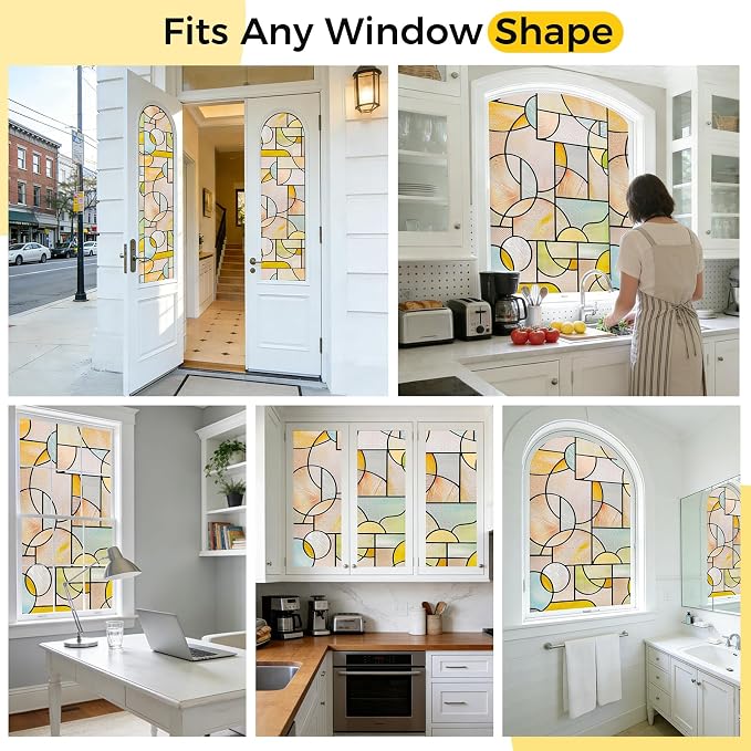 OHTMERU 3D Stained Glass Window Privacy Film, Heat Control UV Blocking Static - Image 8