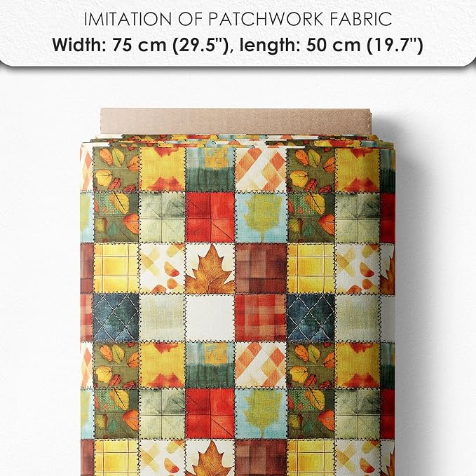 Autumn Leaf Patchwork Cotton Fabric Panel – 6 Designs + Bonus Sheet 29.5×19.6 - Image 7