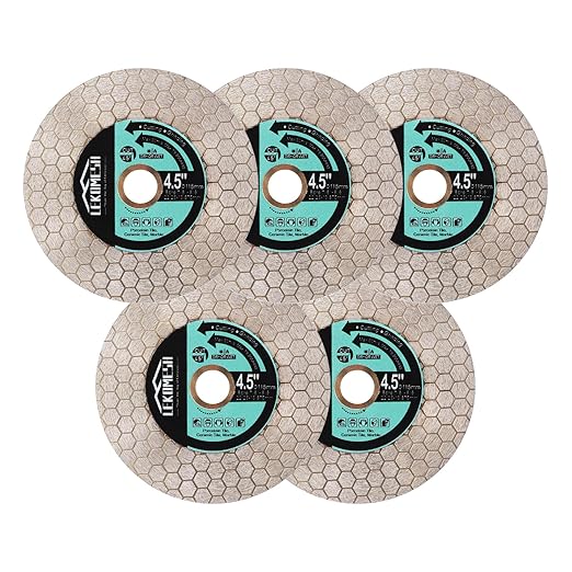 Tile Blade 4.5"/115mm - 5pcs Diamond Saw Blade Hexagon Design for Cutting and Grinding Granite Marble Ceramic Porcelain Tile,Arbor 7/8"-5/8"