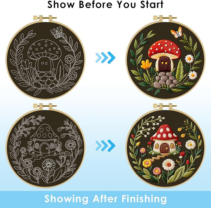 ERKOON Embroidery Kit for Beginners, 2 Set Flower Cross Stitch Set Include - Image 5