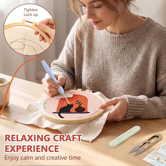 DIY Punch Needle Kit, Cat on the Windowsill - Image 7