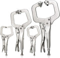 4 Pcs Locking C Clamp Set, Locking Pliers with Fixed and Swivel Pads, 6 Inch, 9 Inch, 11 Inch, Metal Tools Welding Clamps for Home Farm
