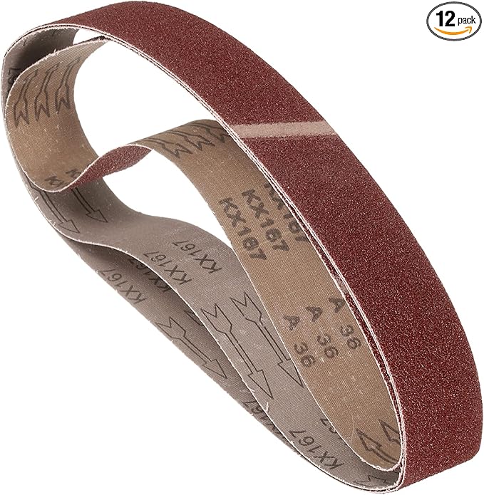 12 Pcs Sanding Belts 1 x 42 Inch 36 Grit Aluminum Oxide Abrasive Sandpaper for Belt Sander Metal Grinding Wood Working Weld Rust Removal