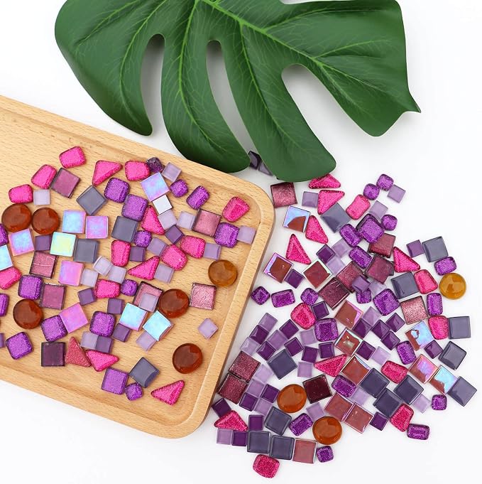 LITMIND 1.1LB Purple Mixed Irregular Crystal Glass Mosaic Tiles - Image 2