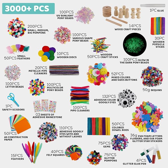 A&R CO. 3000+ Pcs Arts and Crafts Supplies & Materials - Image 6