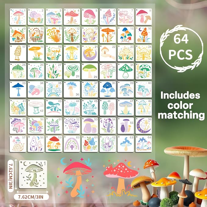 Felixcraft Mushroom Stencils for Painting, Durable PET Material for Wood Signs - Image 7