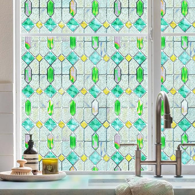 3D Stained Glass Window Film, Decorative Window Privacy Film by ADDHERES