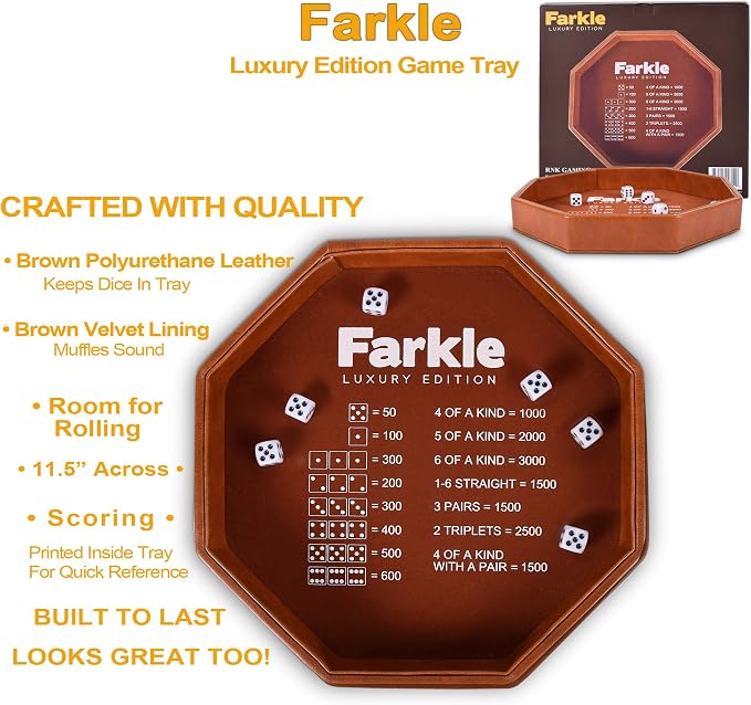 Farkle Luxury Edition Brown Dice Tray | PU Leather - Image 3