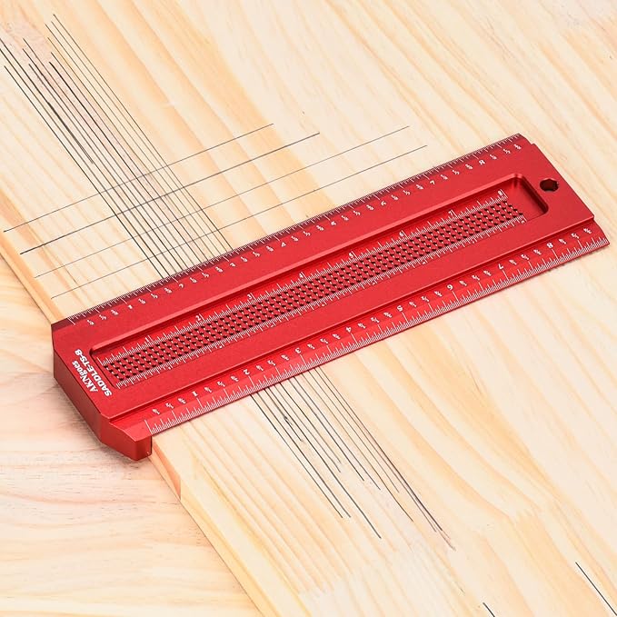 Woodworking Scriber Saddle T-Square Ruler 8in, for Carpenter Work, Layout and Measuring Tools