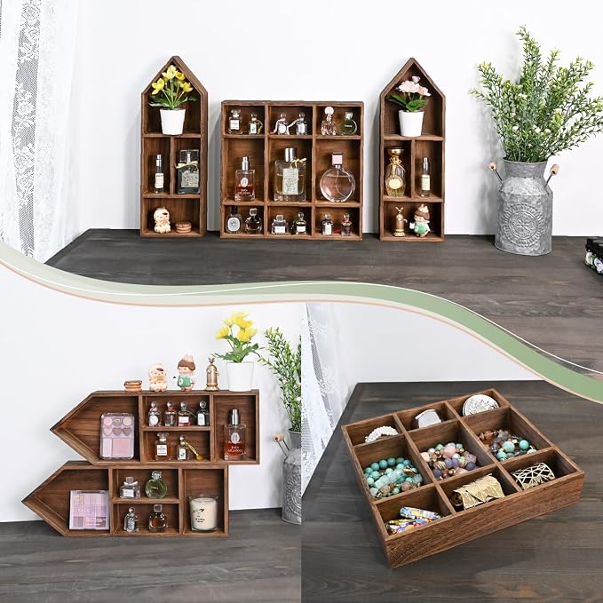 Ikee Design 3 Pcs Set Wooden Shadow Cubby Box Display Shelf Organizer Storage - Image 6
