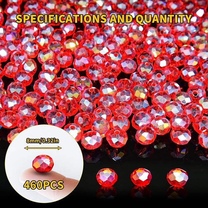 460Pcs 8mm Crystal Glass Beads for Jewelry Making Beads for Bracelets Necklace - Image 2