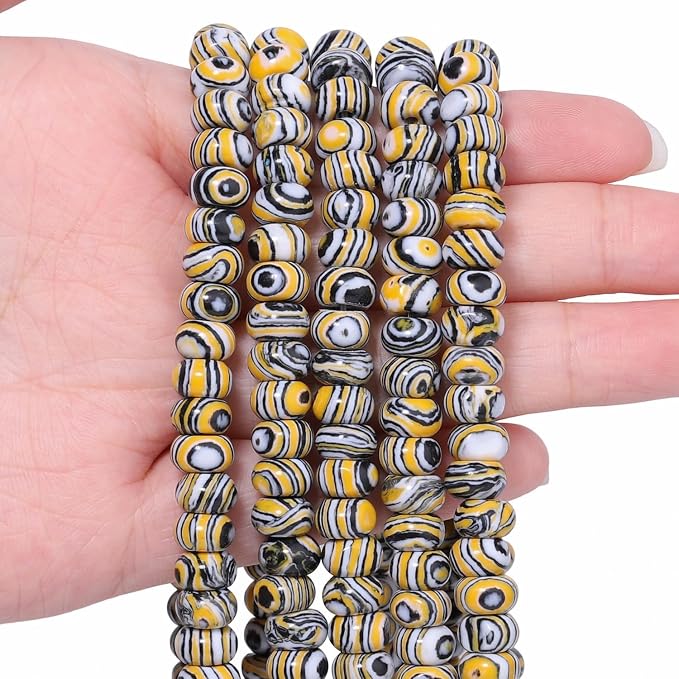 Songxi 5x8mm Natural Yellow Peacock Stone Rondelle Beads, Gemstone by SongXi