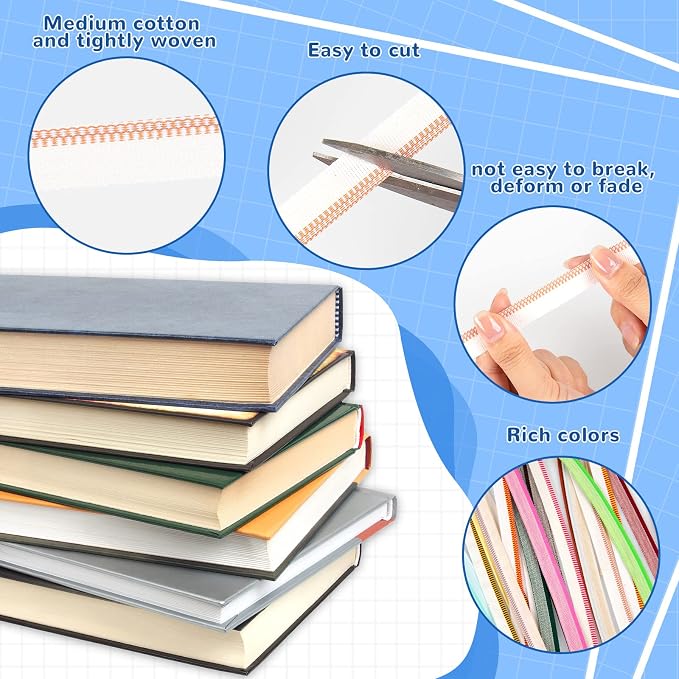 24 Pieces Bookbinding Endbands 12 Inch 24 Colors Cotton Binding | Cotton - Image 4