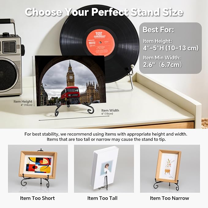 Artliving Plate Stands for Display, 4 Inch Black Iron Easel Plate Display Photo - Image 5