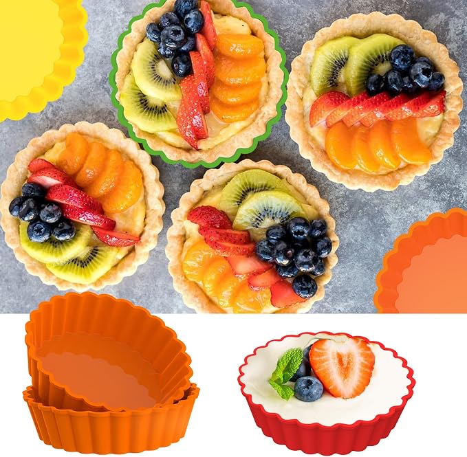 Webake Silicone Mini Tart Pan 4 Inch Non-stick Mini Quiche Molds Small Pie - Image 6
