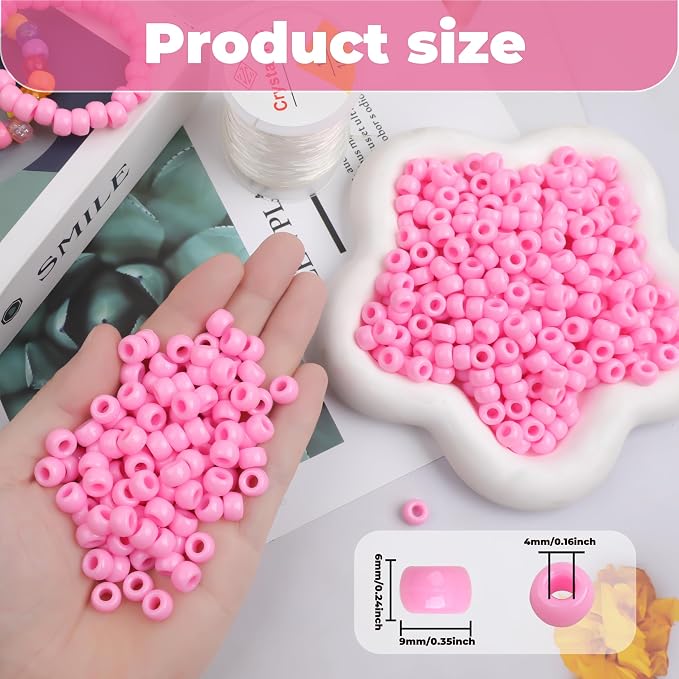 Plastic Pony Beads, for Bracelet, Hair Braiding, Friendship Bracelets, Jewelry - Image 2