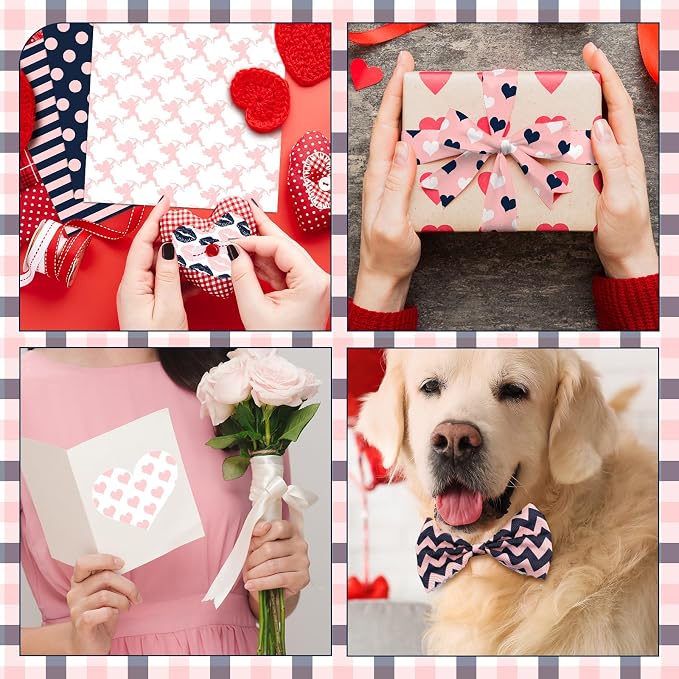 HunnmingRe 20 Pcs 10''x10'' Valentines Pink Quilting Fabric Square Bundle Love - Image 5