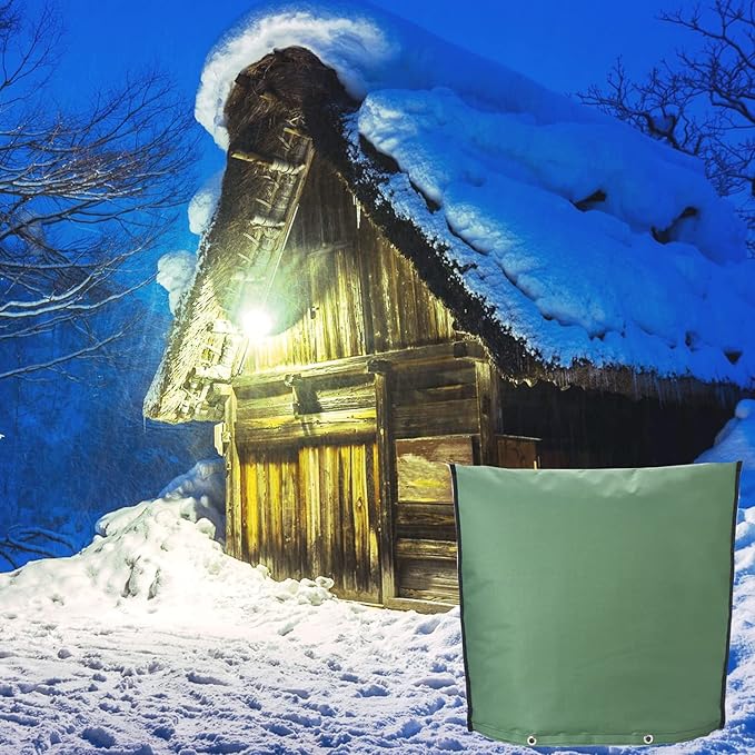 Outdoor Backflow Preventer Insulation Cover，Insulated Pouch for Winter Pipe Freeze Protection Sprinkler Valves in Snow or Sun Exposure, Waterproof Sprinkler Valve System Cover (30" W x 26" H,Green)