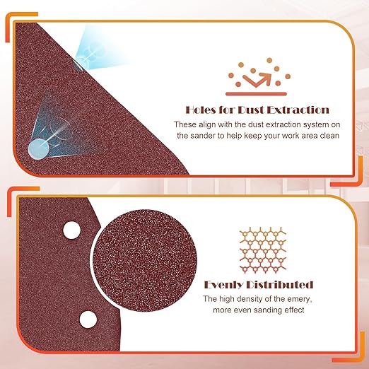 150 Grit Mouse Sander Sandpaper, Jamiikury 5 Hole Detail Sander Sandpaper Palm Sander Paper Mouse Sanding Pads Hook and Loop Sanding Sheets - Pack of 20