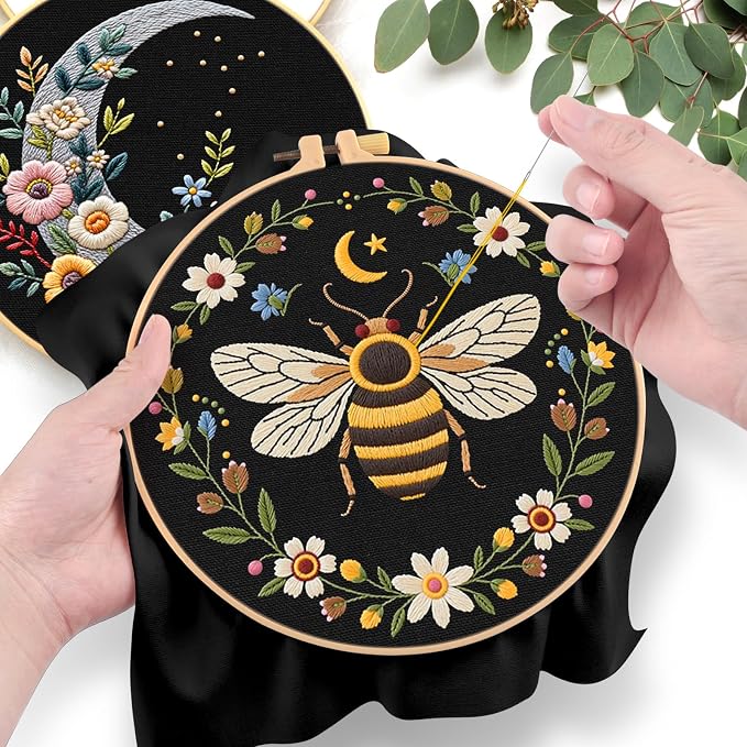 ERKOON Embroidery Kit for Beginners Adult, 2 Set Flower Cross Stitch Set - Image 5
