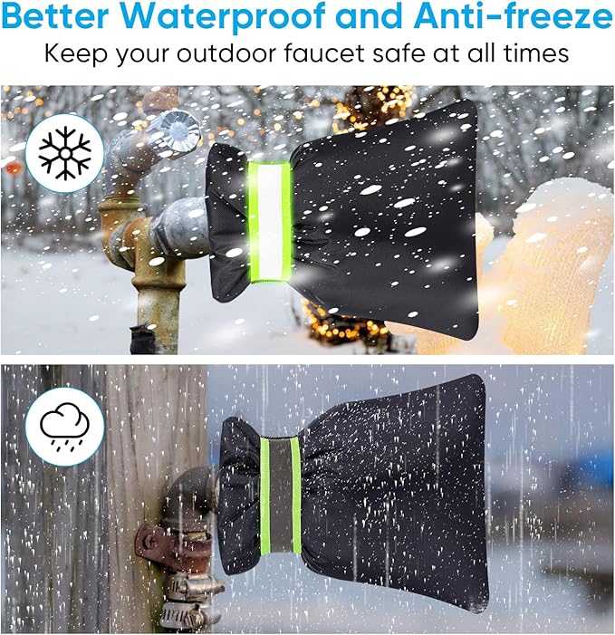 6 Pack Outdoor Faucet Covers for Winter - Pro 6.7" W x 8.3" H Outdoor Water Faucet Cover Socks for Winter Freeze Protection Pipe Insulation Reusable Waterproof Insulated Spigot backflow Cover,Black
