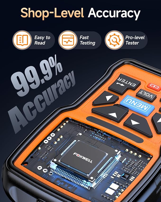FOXWELL BT301 12V Car Battery Tester, Automotive Battery Analyzer Load Tester, Professional 100-2000CCA Digital Cranking Charging Alternator Checker for Marine Truck Boat SUVs, BT100 Upgrade Version