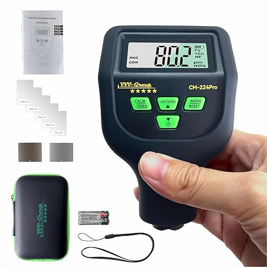 Paint Thickness Gauge CM-224Pro 2026 | Coating Thickness Meter Fe/Al/Zn | Auto Paint Depth Gauge Car Tester with High-Precision Probe, Multi-Unit Display & Auto Calibration