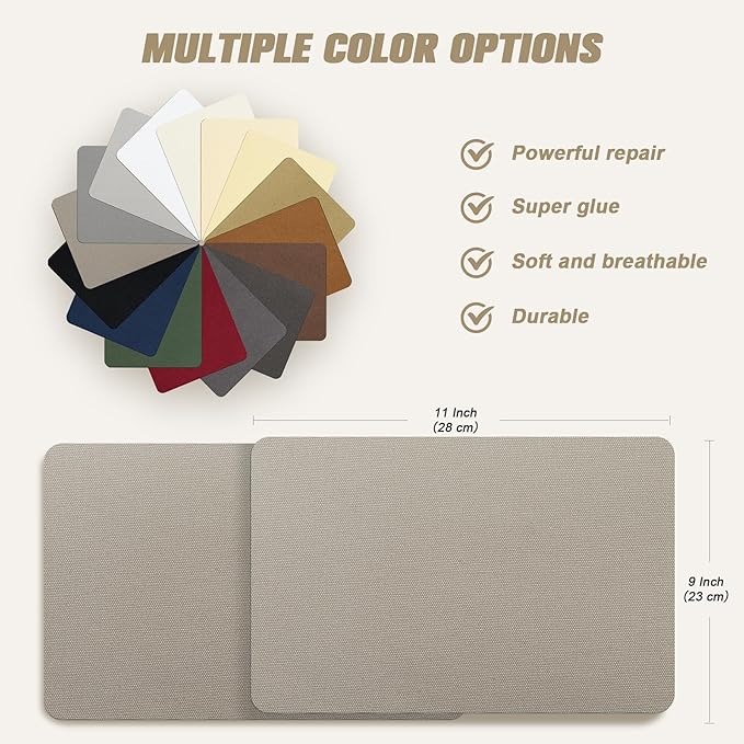 2 Pieces 9 x 11 inch Canvas Repair Patches Canvas Fabric Patch Self-Adhesive Canvas Repair Tape Waterproof Outdoor Gear Repair Patch Kit for Boat Cover Awning Sofa Chair Couch Tent Bag (Dark Brown)