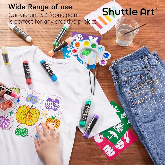 66 Colors Fabric Paint, Shuttle Art 3D Fabric Paint - Image 4