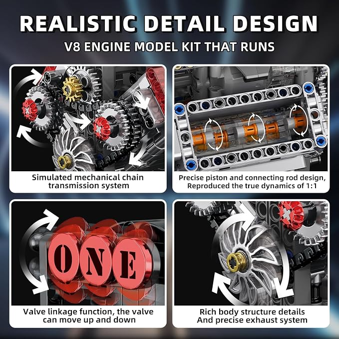 WINGIFT V8 Engine Building Set, V8 Engine Model kit that Run, Build Your Own - Image 5