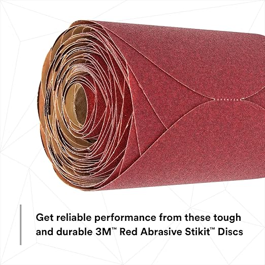 3M Stikit Red Abrasive Sanding Discs, 01108, No Hole, 6 in, 400+ Grade, Pack of 100 Discs, for Auto Sanding, Primer Sanding, E-Coat Sanding